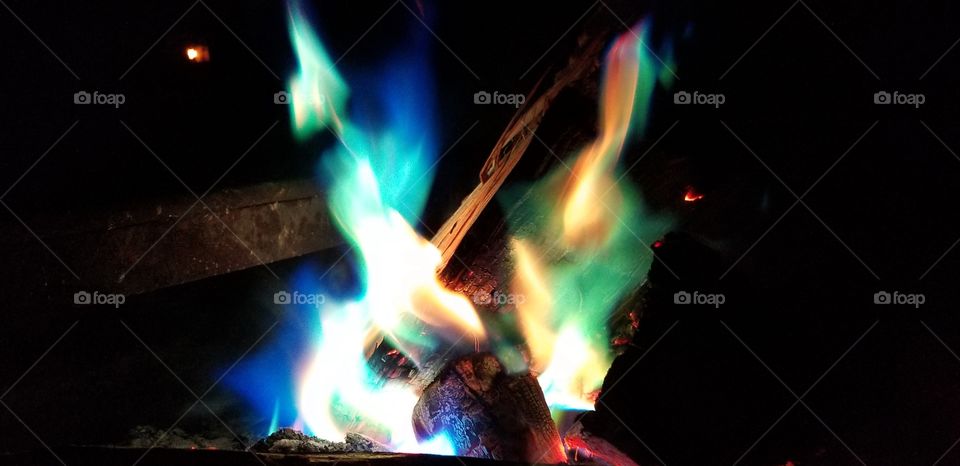 Close-up of multi colored fire