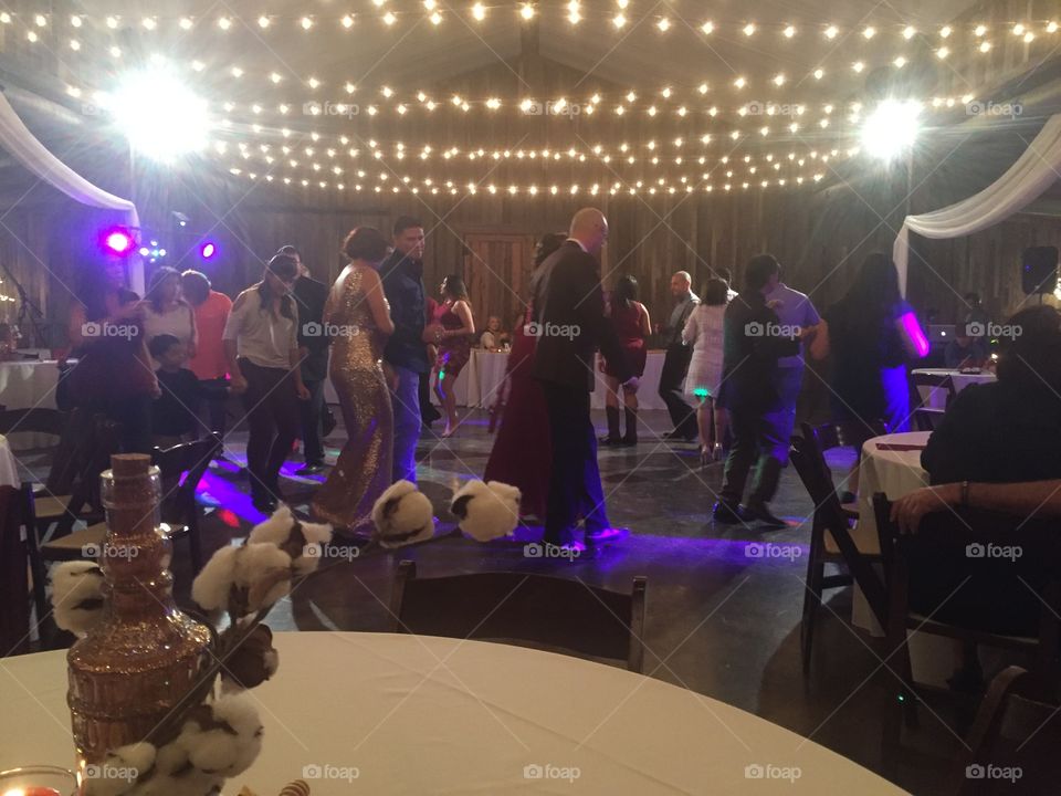 A beautiful Texas wedding's dance, involving many willing participants.