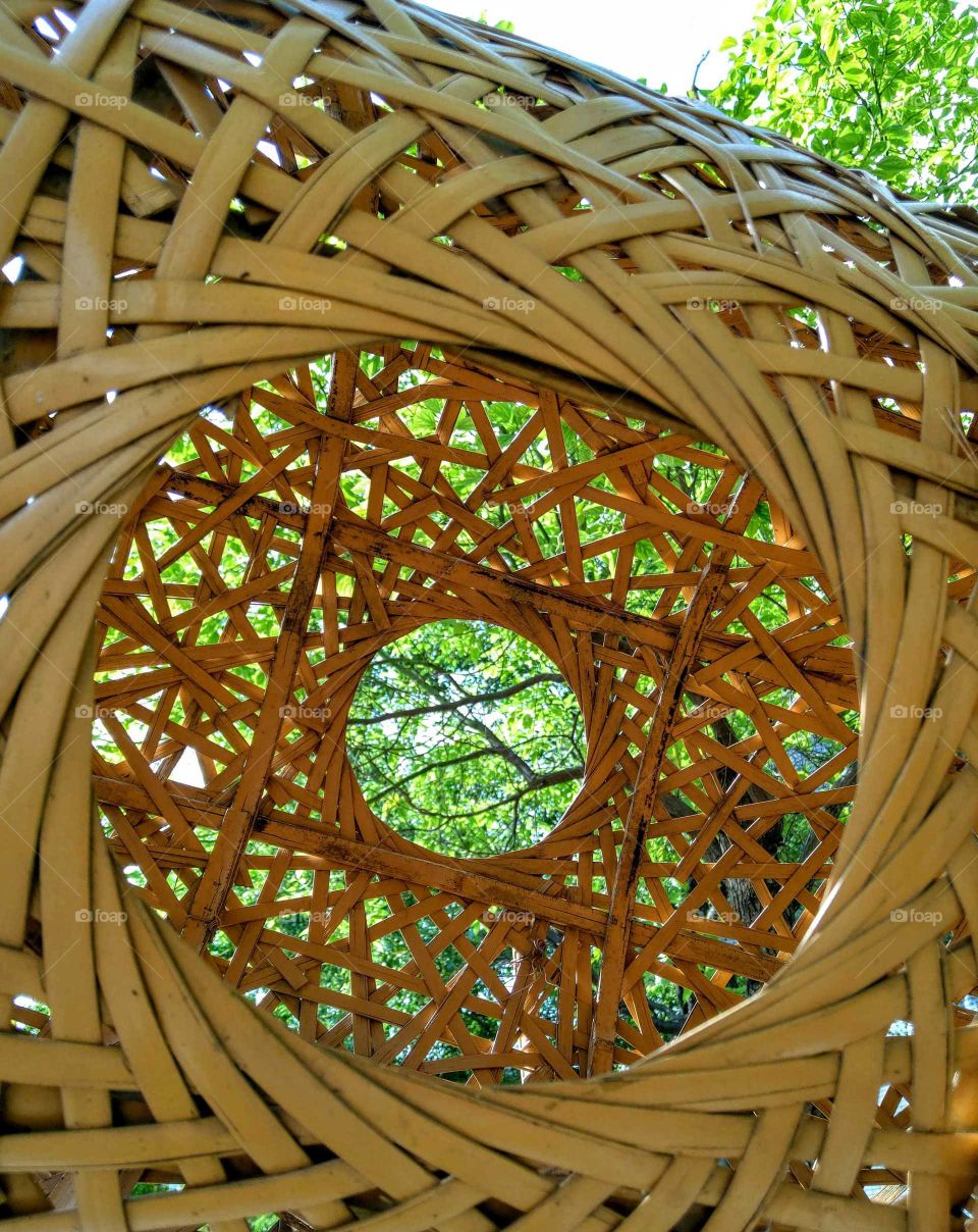 shapes: ellipse. bamboo weaving works.