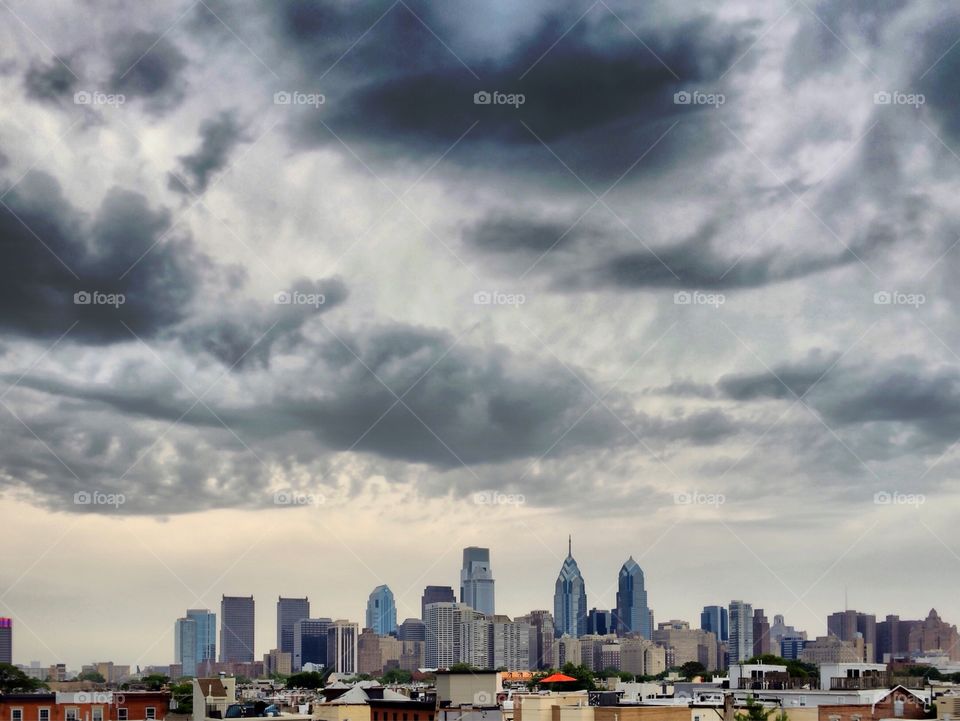 Philadelphia Skykine. A stormy, dramatic look at the Philadelphia skyline. 