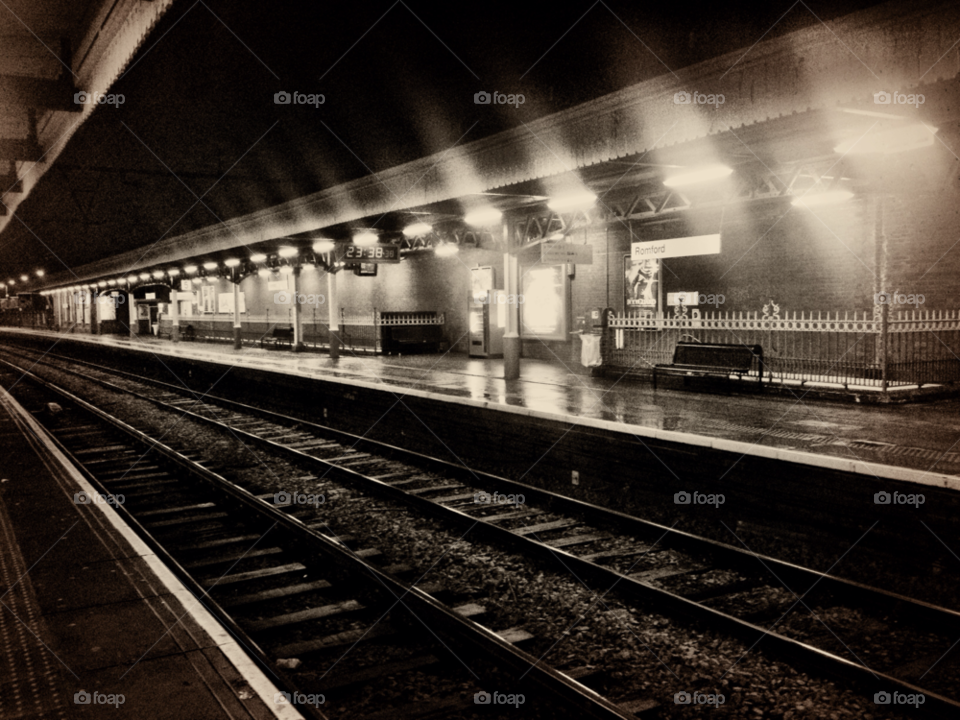 night lights tracks train station by jbrinkler