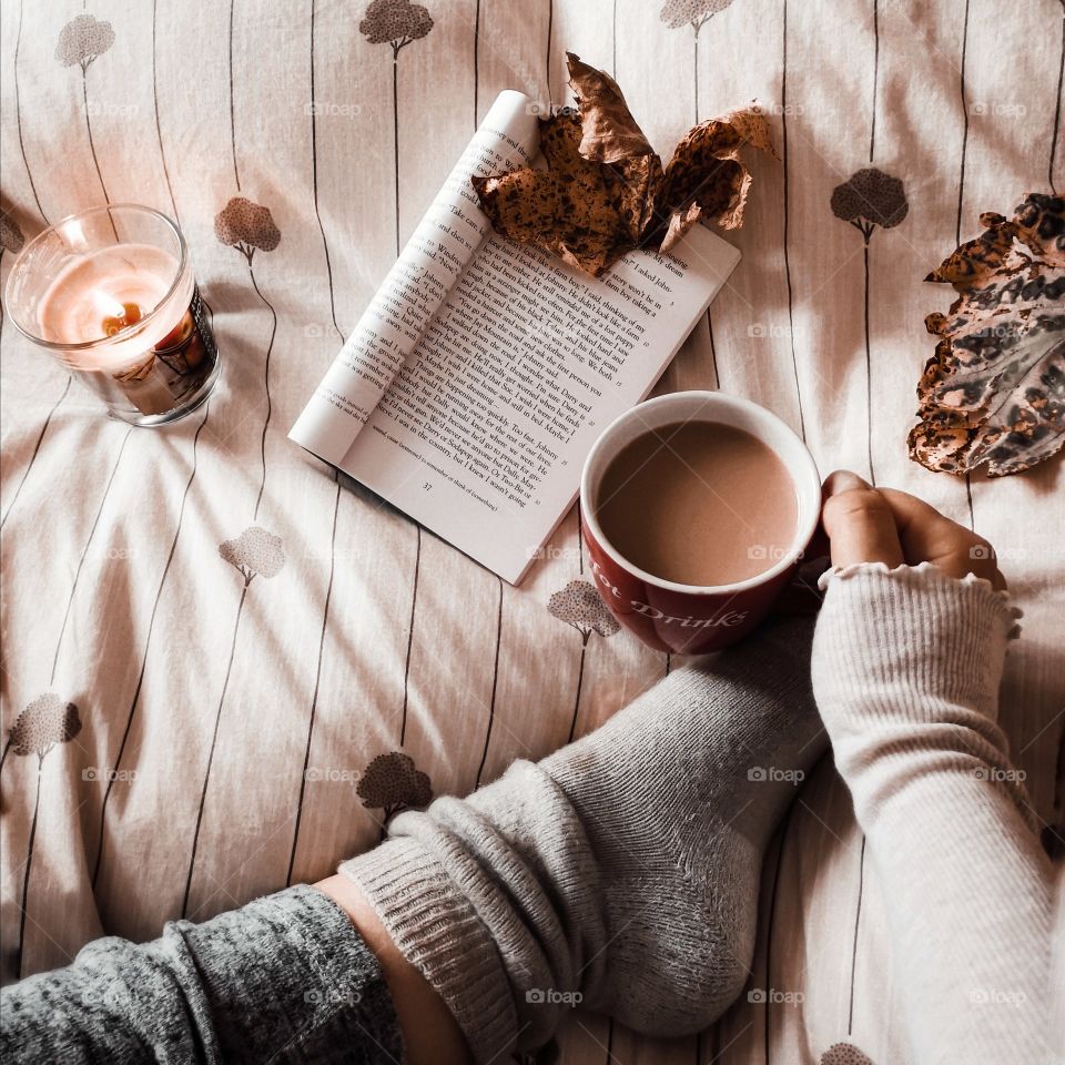 Autumn is here so feeling like having a cosy morning with coffee and a really nice book and candle