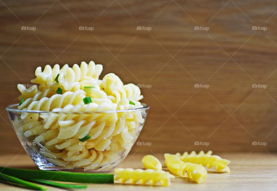 Fussili in the bowl