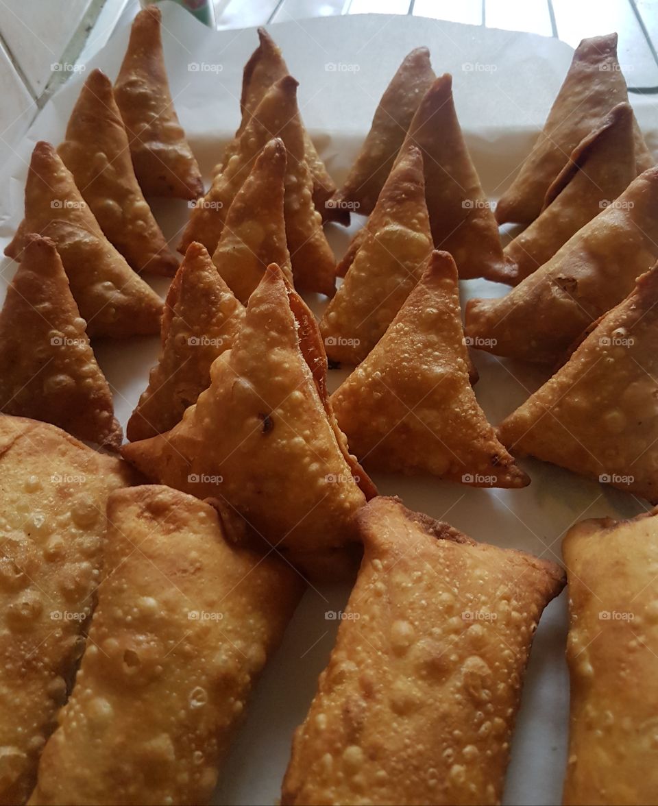 homemade samosa and veg spring rolls