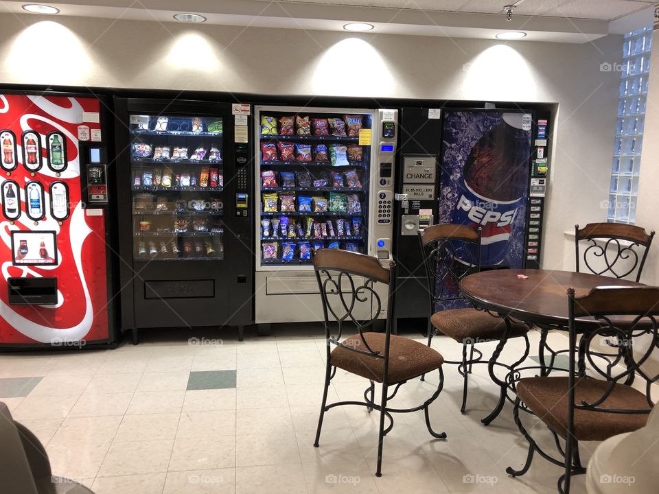 Vending machines/ hospital/waiting