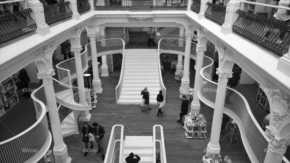 library, Bucharest, Romania, Carturesti, architecture, interior, corners, stairs, steps,