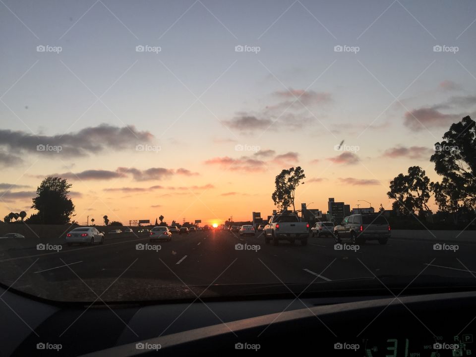 california sunset on the 405 