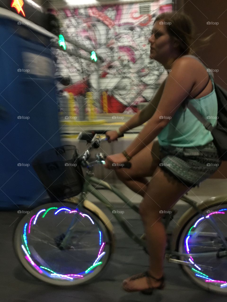 Woman riding on bicycle