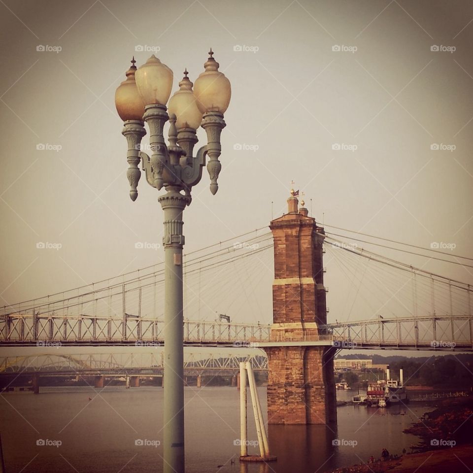 A lamp and a bridge 