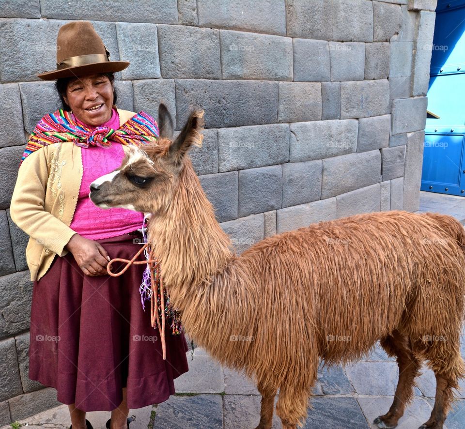 Peruvian Woman with Llama