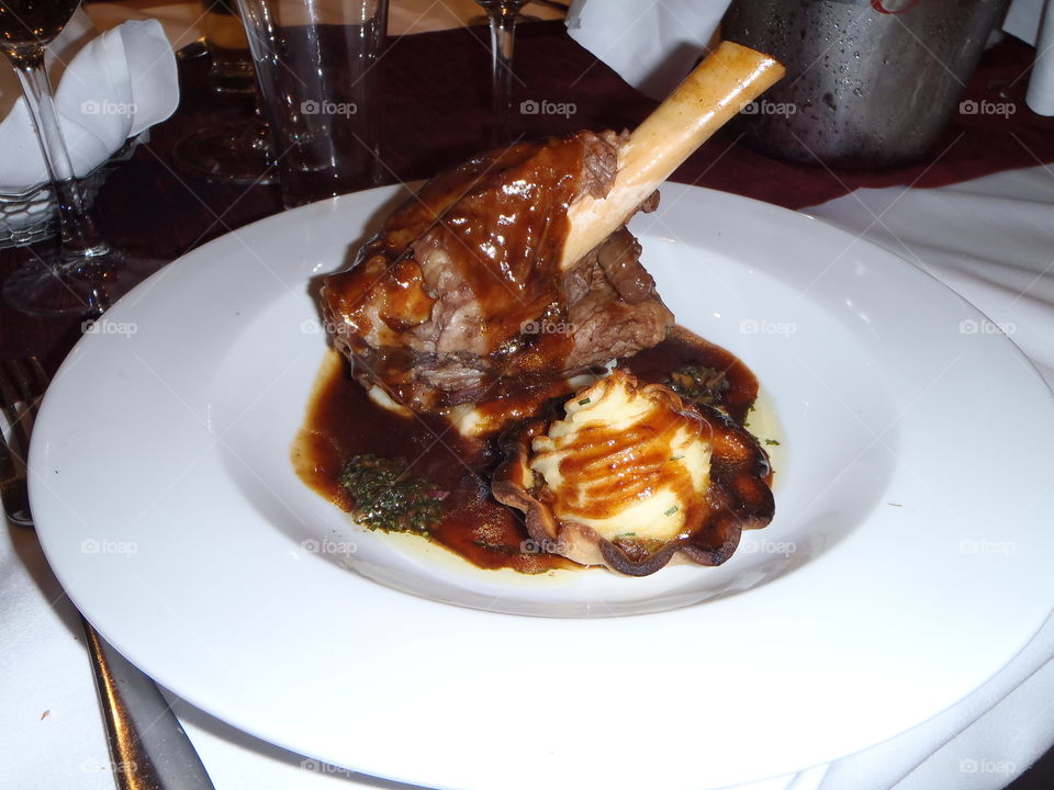 Lamb shank. In Anner hotel, Thurles Ireland 