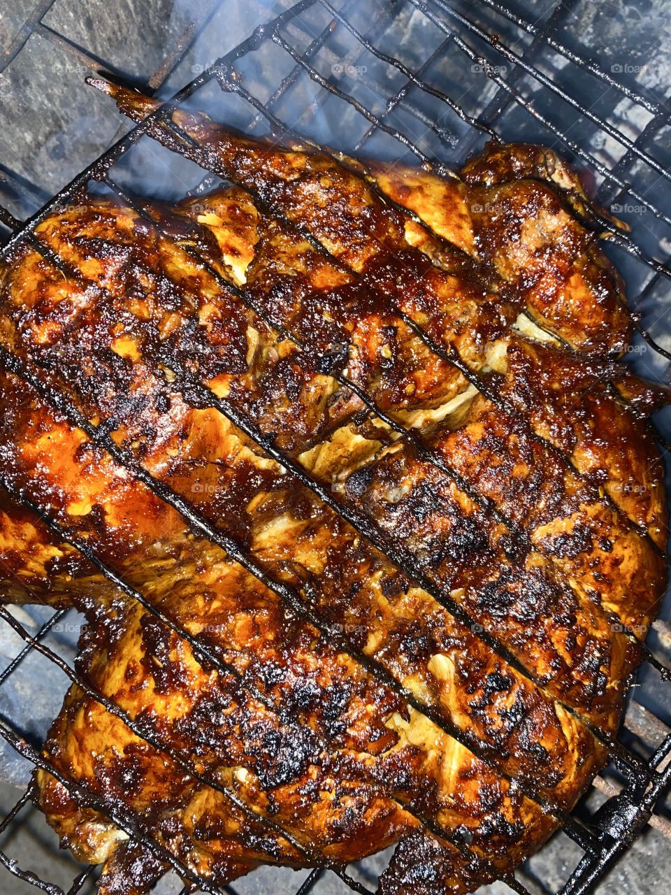 Dinner almost ready. Chicken barbecue 