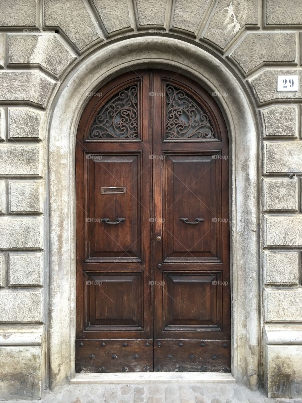 Classic wooden door, Offida,Italy