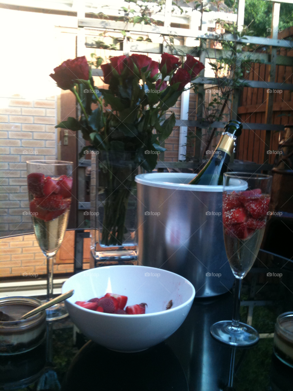 bubbles strawberries roses champagne by deanna93