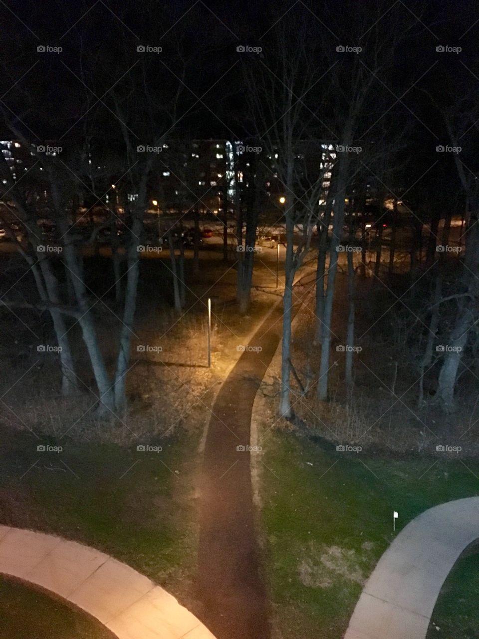 Walkway at night