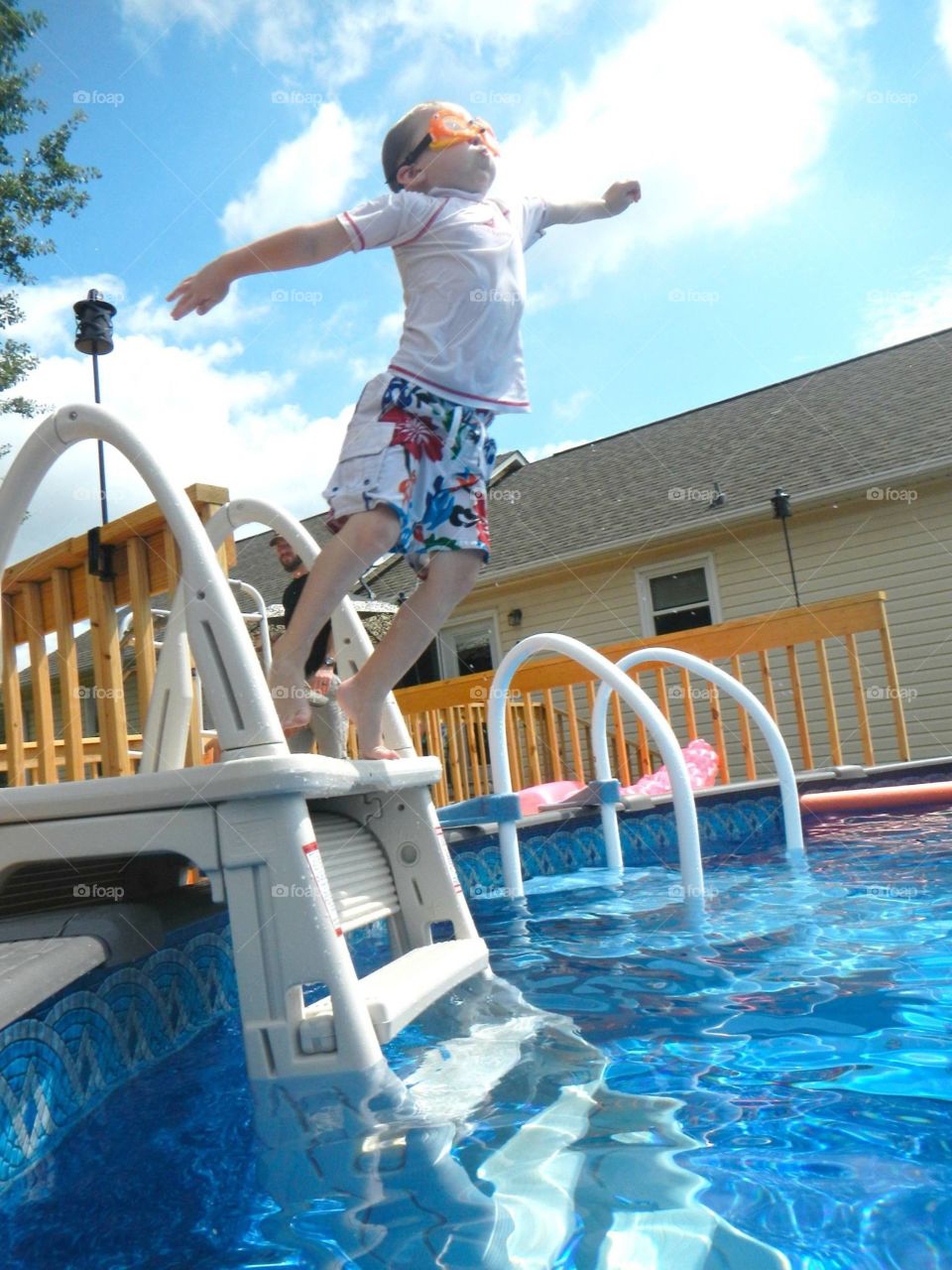 Brave toddler jumping 