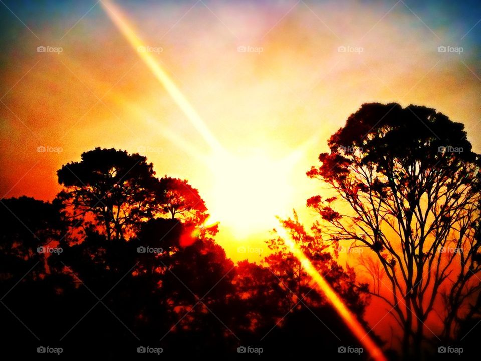 Sydney sunset blue mountains bushfires