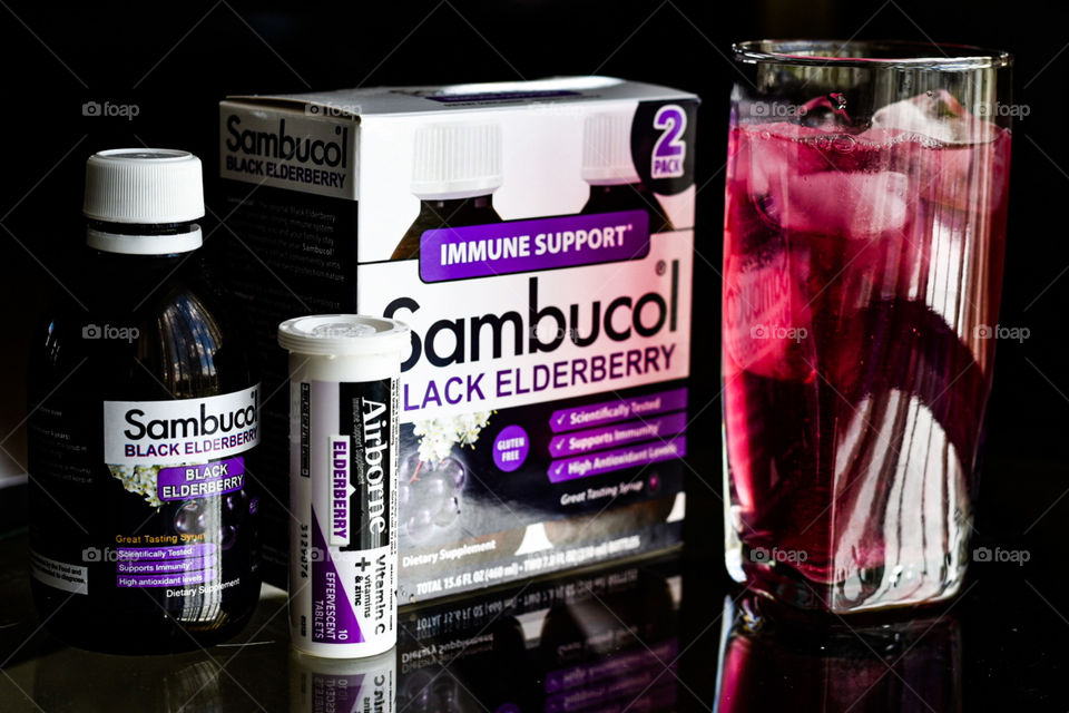 Sambucol Black Elderberry product. This one has been our go to daily added drink to prevent covid!