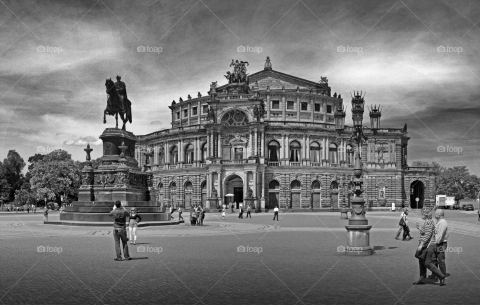 place to be. the famous bulging of opera "semperoper" in dresden