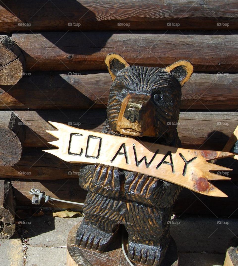 Bear with sign " Go Away "