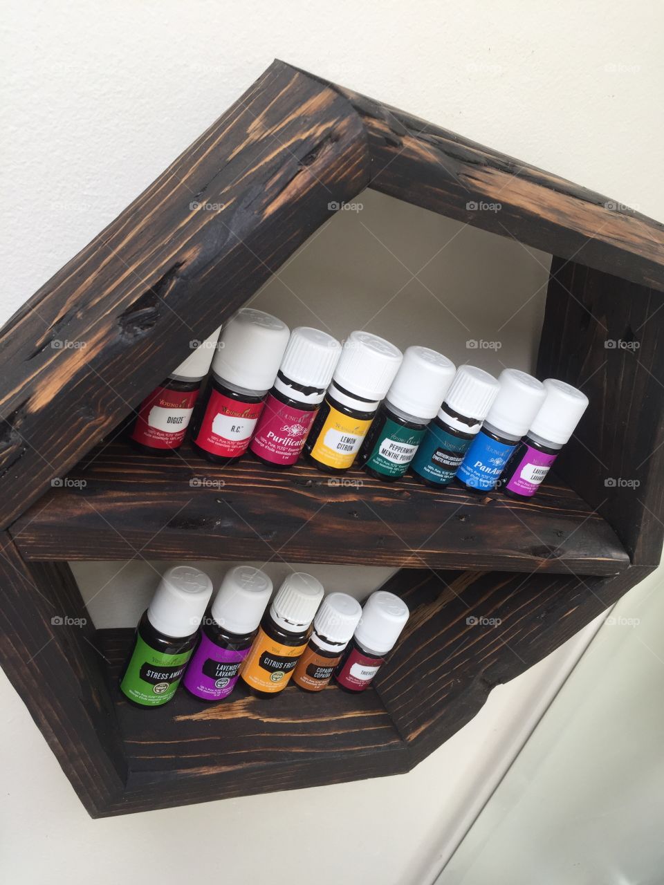 My natural wellness shelf with young living essential oils