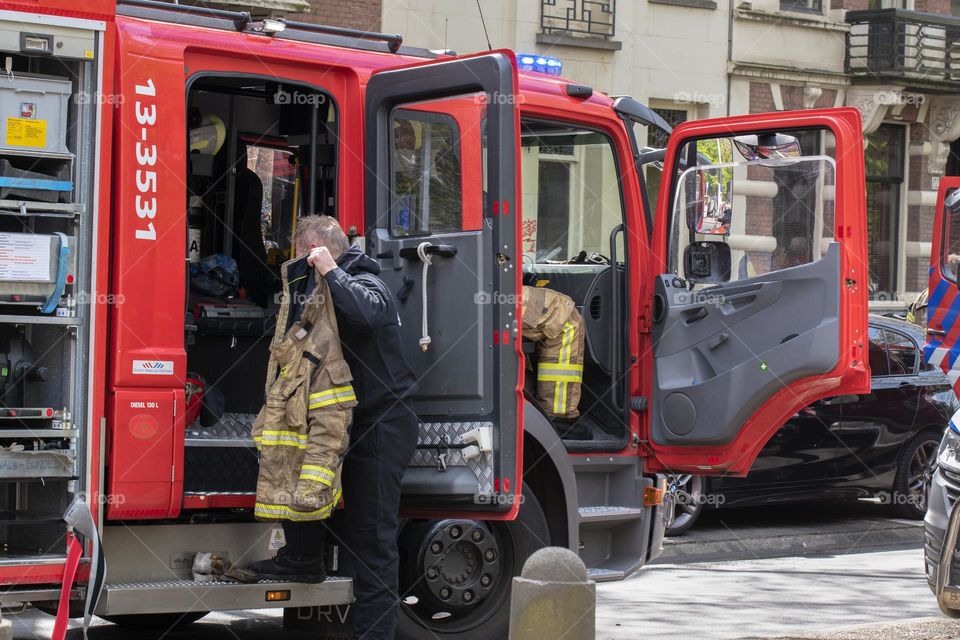 Fire Department Truck Door At Amsterdam The Netherlands 27-4-2023