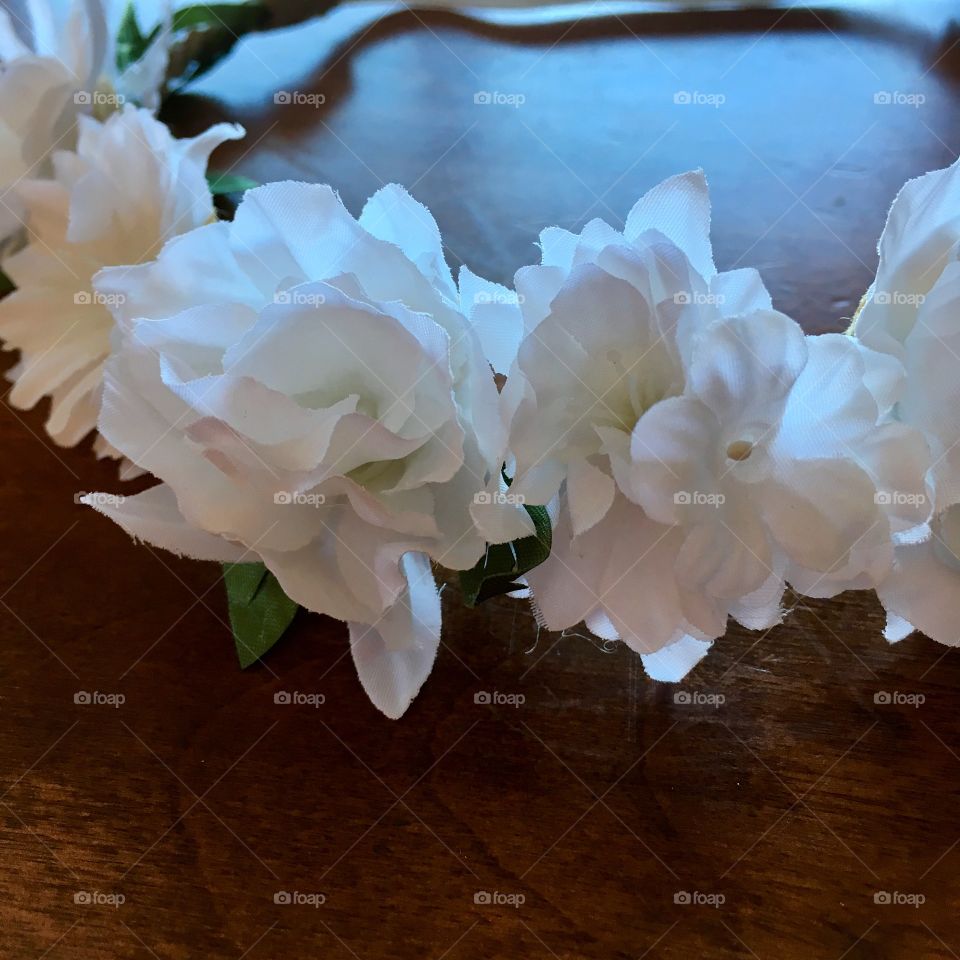 White flower crown