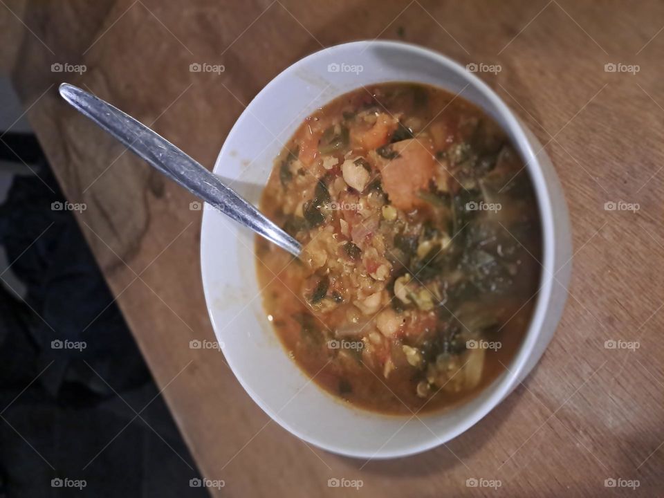 tomato soup in a white bowl
