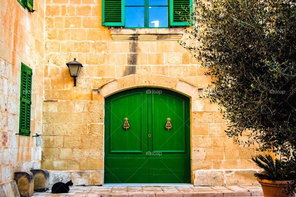 Green doorway in Mdina, Malta