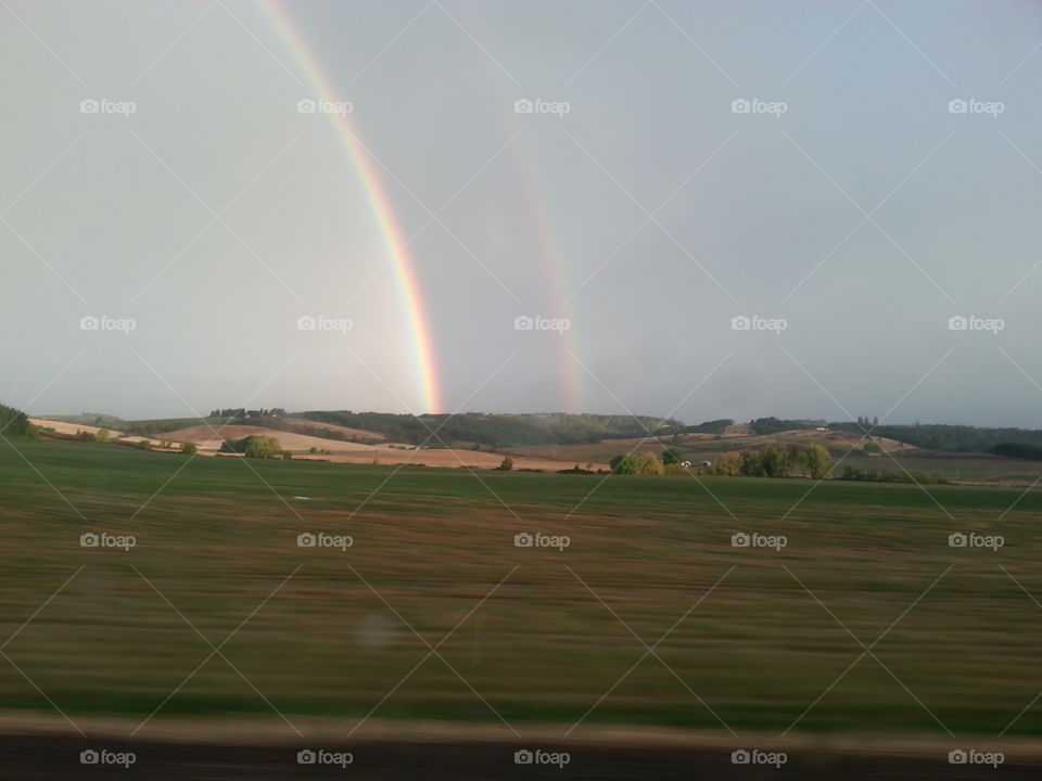 double rainbow. fog