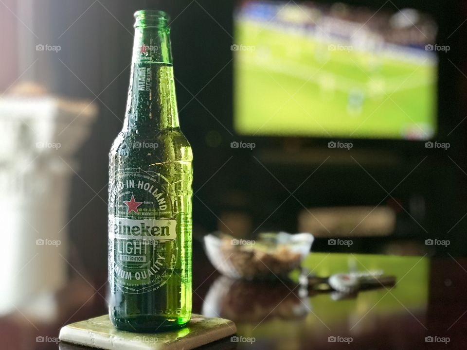 Bottle of refreshing Heineken beer