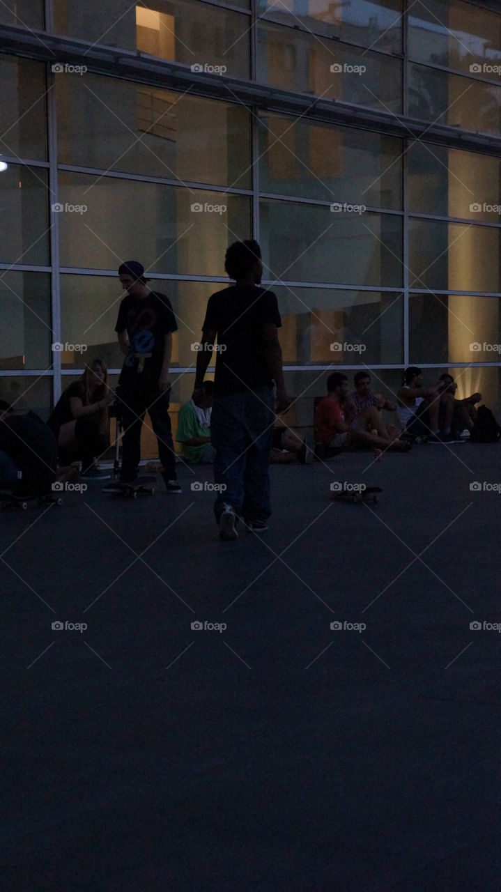 Skaters in the MACBA square. Barcelona 