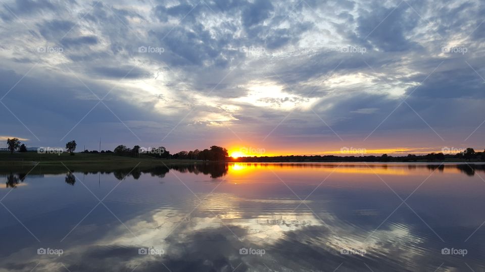 Cloudy Sunset at Purcell Lake Purcell Oklahoma