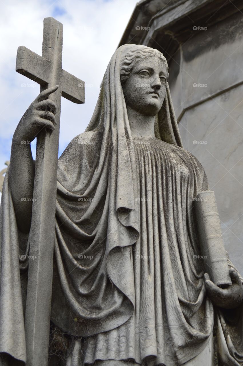 Statue at La Recoleta Cemetery in Buenos Aires, Argentina