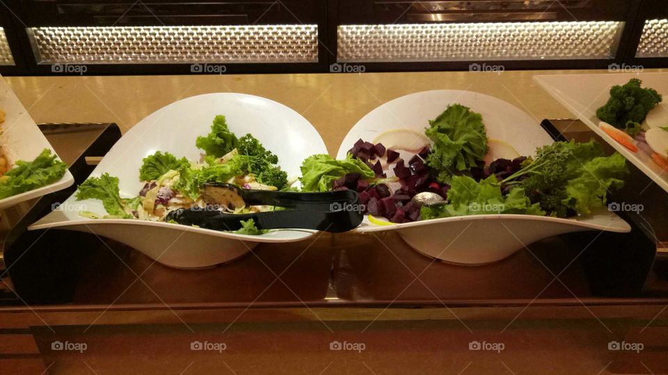 Green Salads at buffet counter