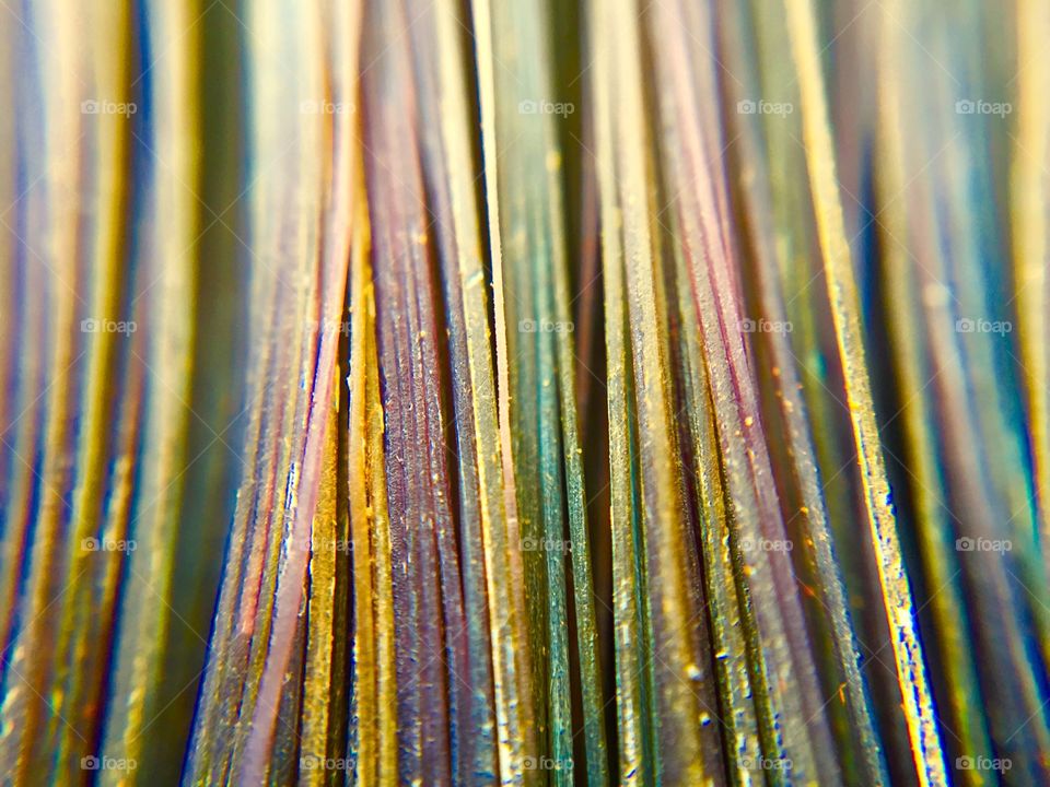 An old paintbrush showing all its colours under an olloclip 