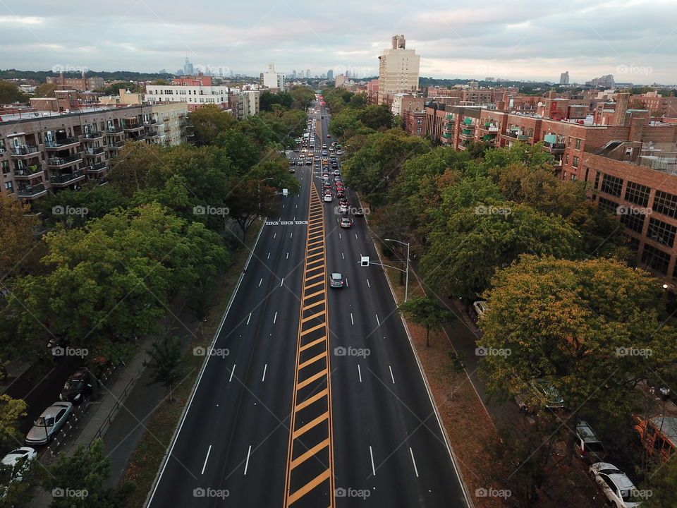 picture taken with a drone 100m in the air in brooklyn 