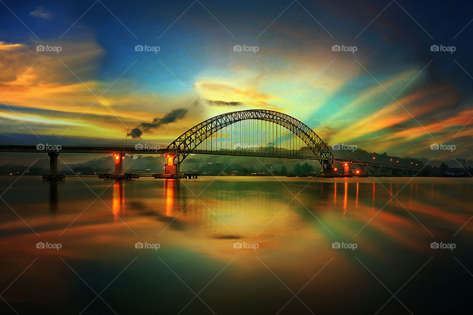 mahakam bridge at samarinda city