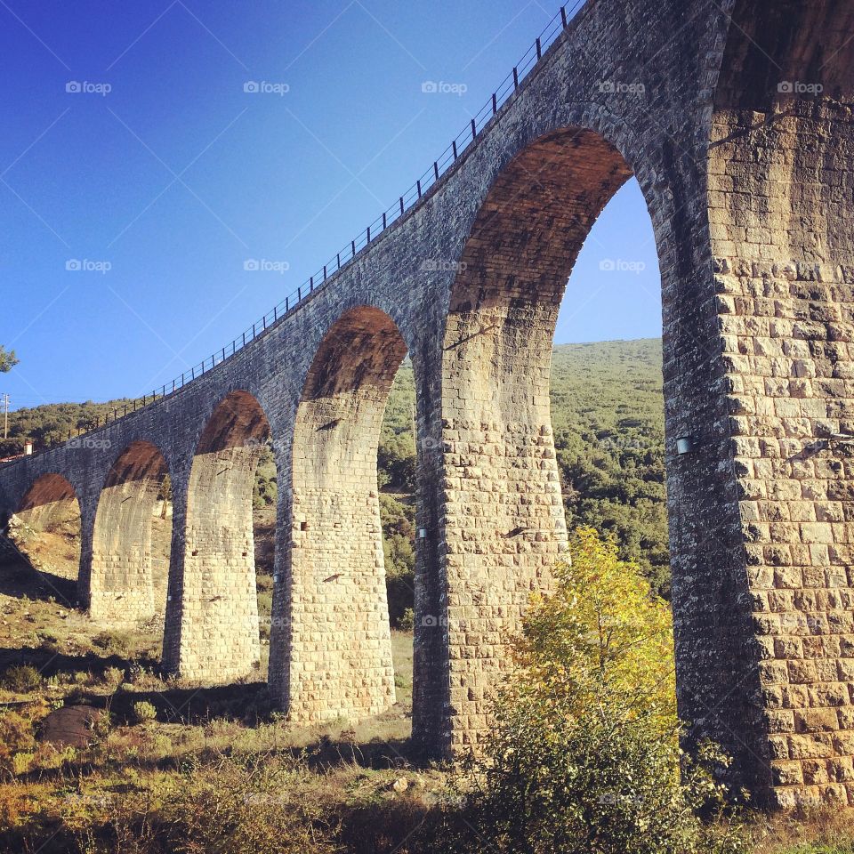 Old railway bridge in Peloponnesus, Greece.