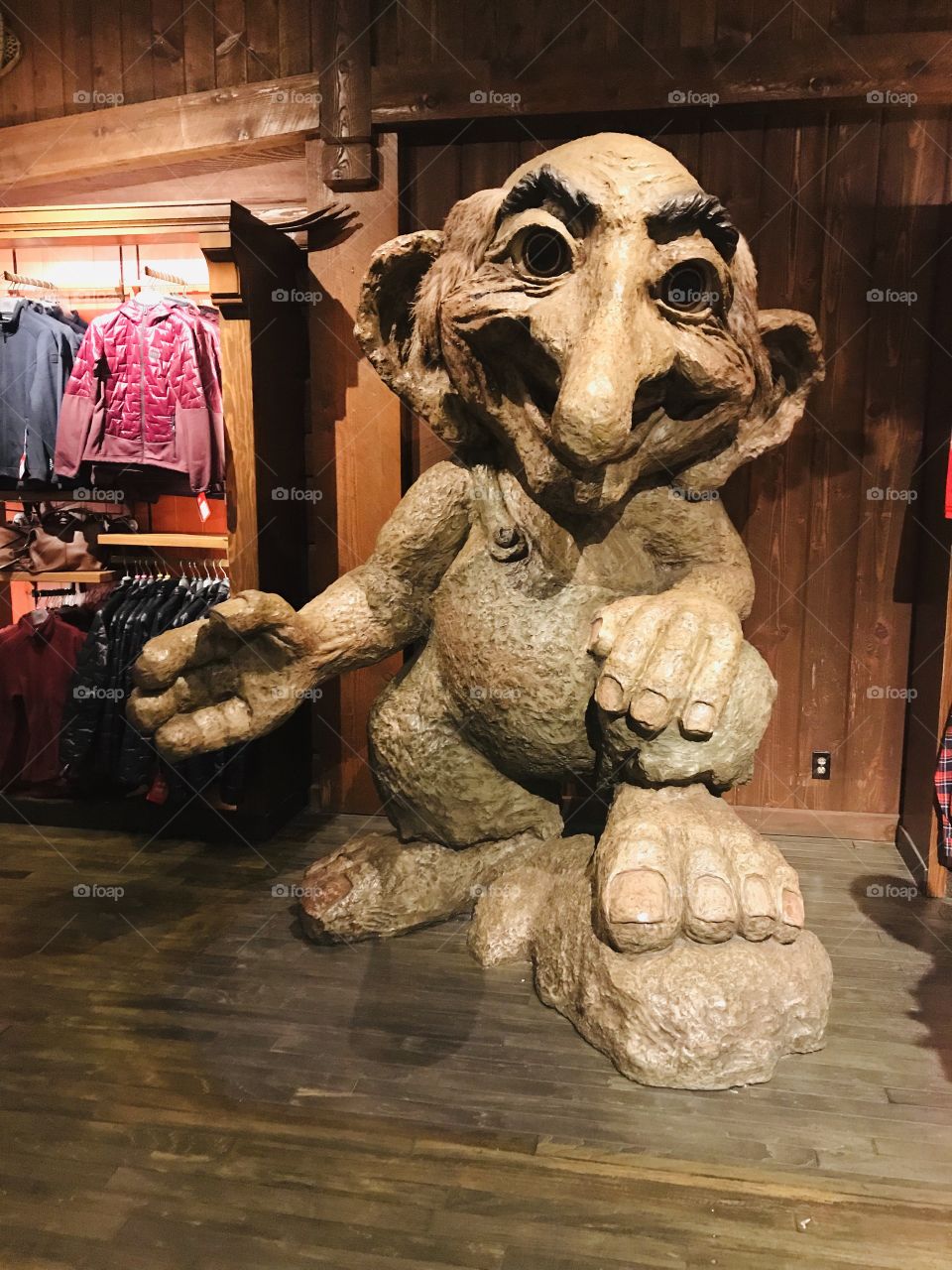 Very interesting statue of gnome looking creature standing very tall at around 8-9 ft! 