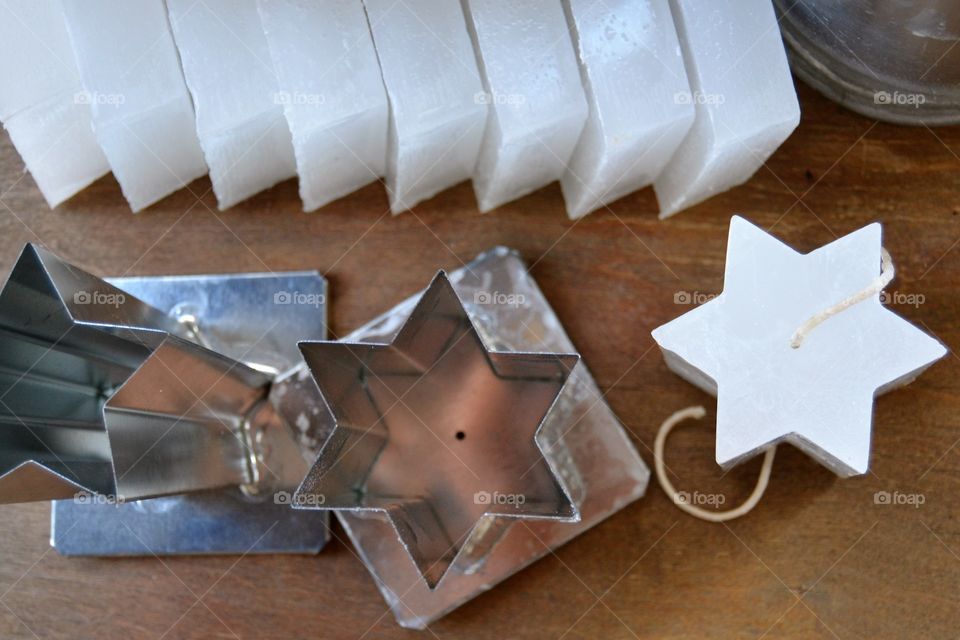 Making candles in star shaped molds