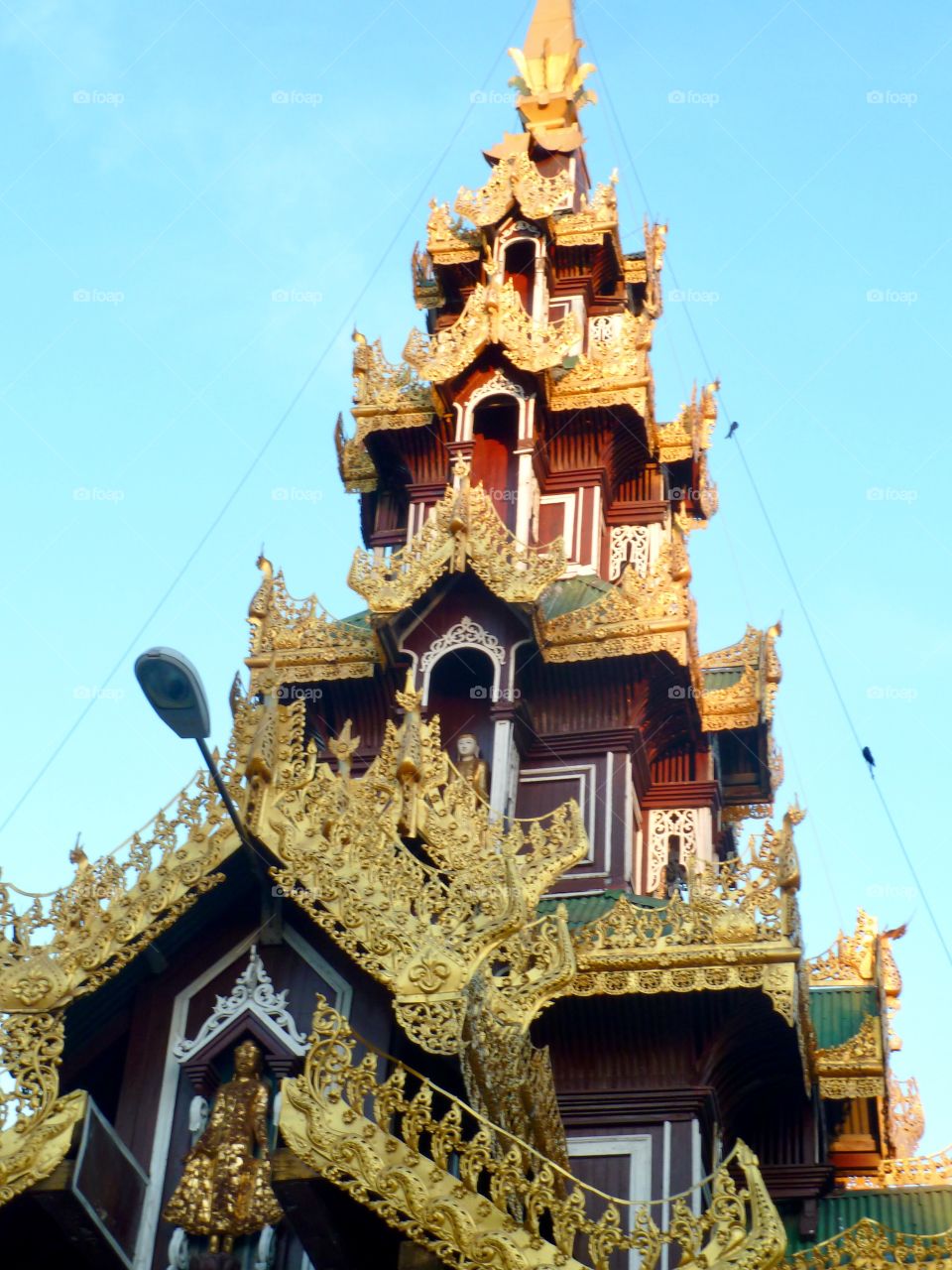 Golden pagodas guide the way in Yangon, Myanmar
