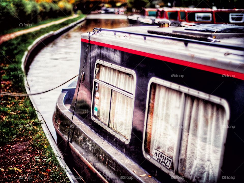 Canal. Narrow boat 