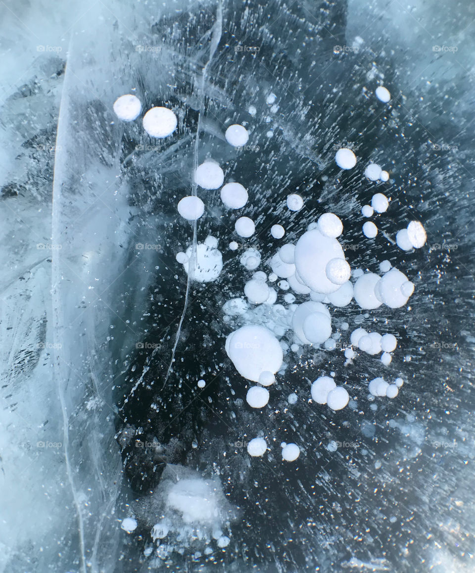 Bubble inside ice lake in Baikal Russia