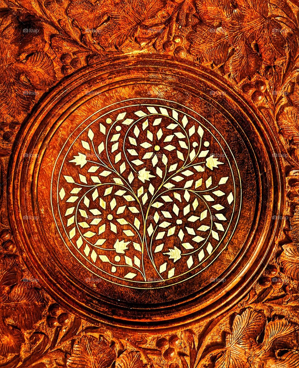 Indian wood carved table top