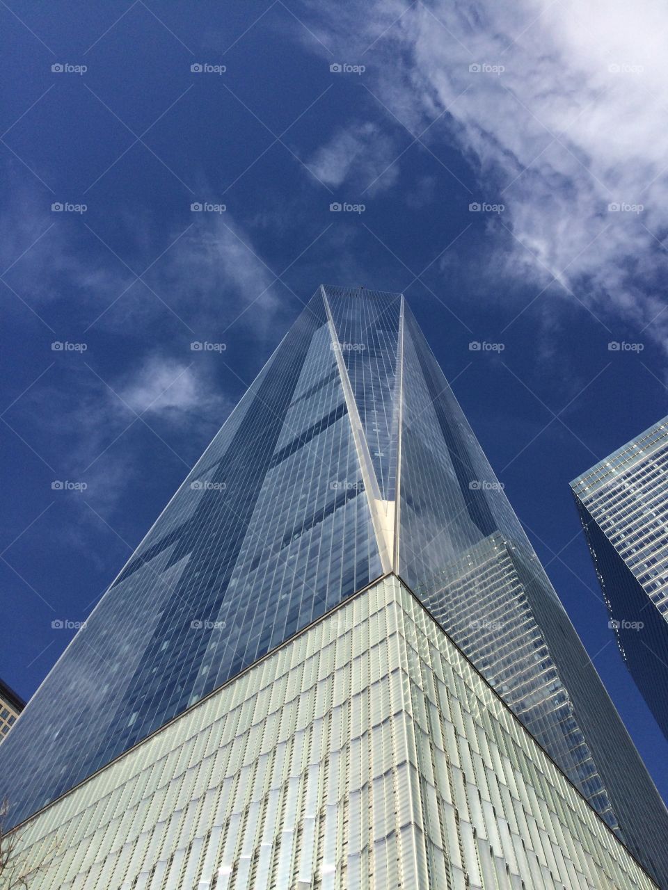 Beautiful view looking up at One World Trade Center, New York City, New York