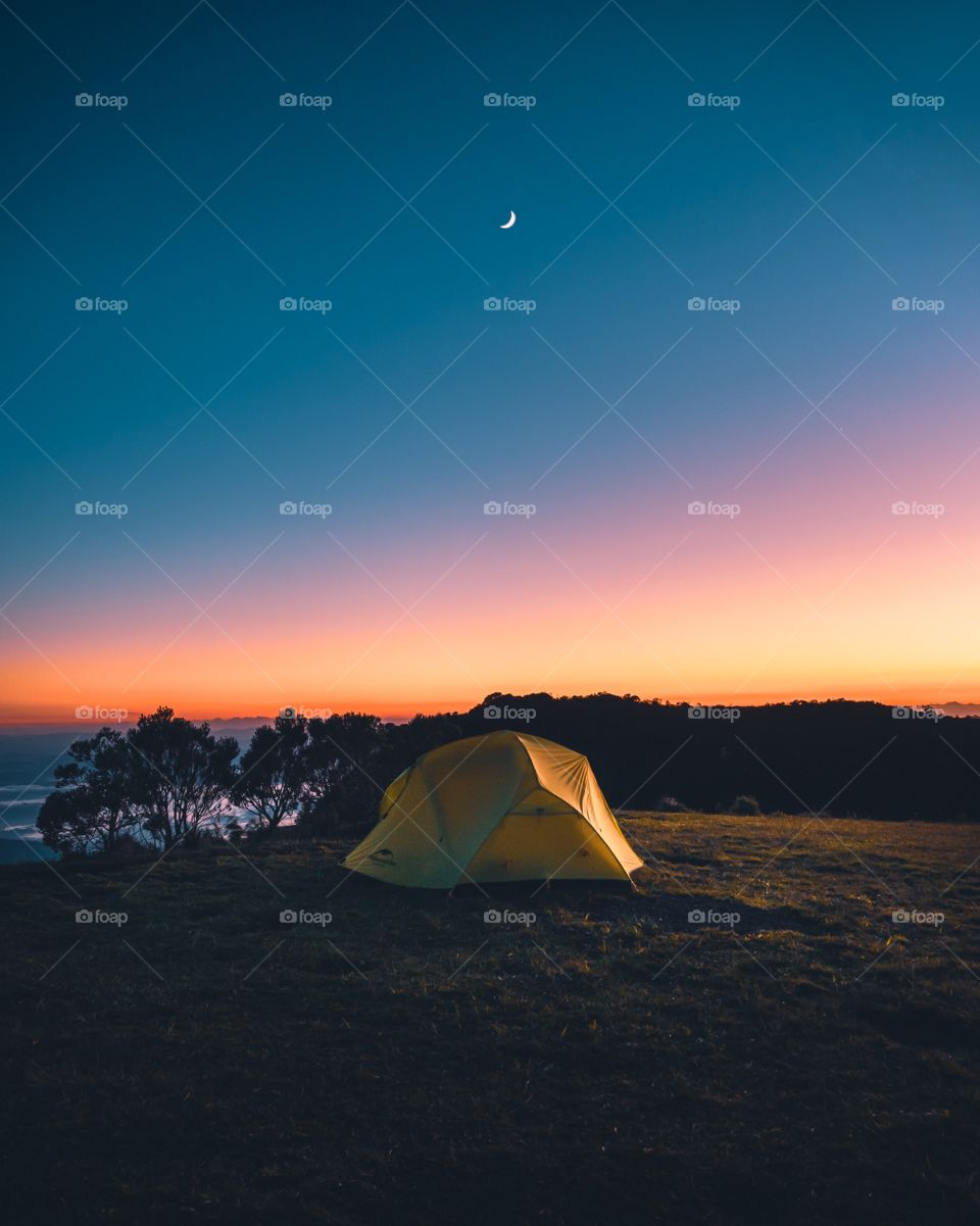 Camping at sunrise