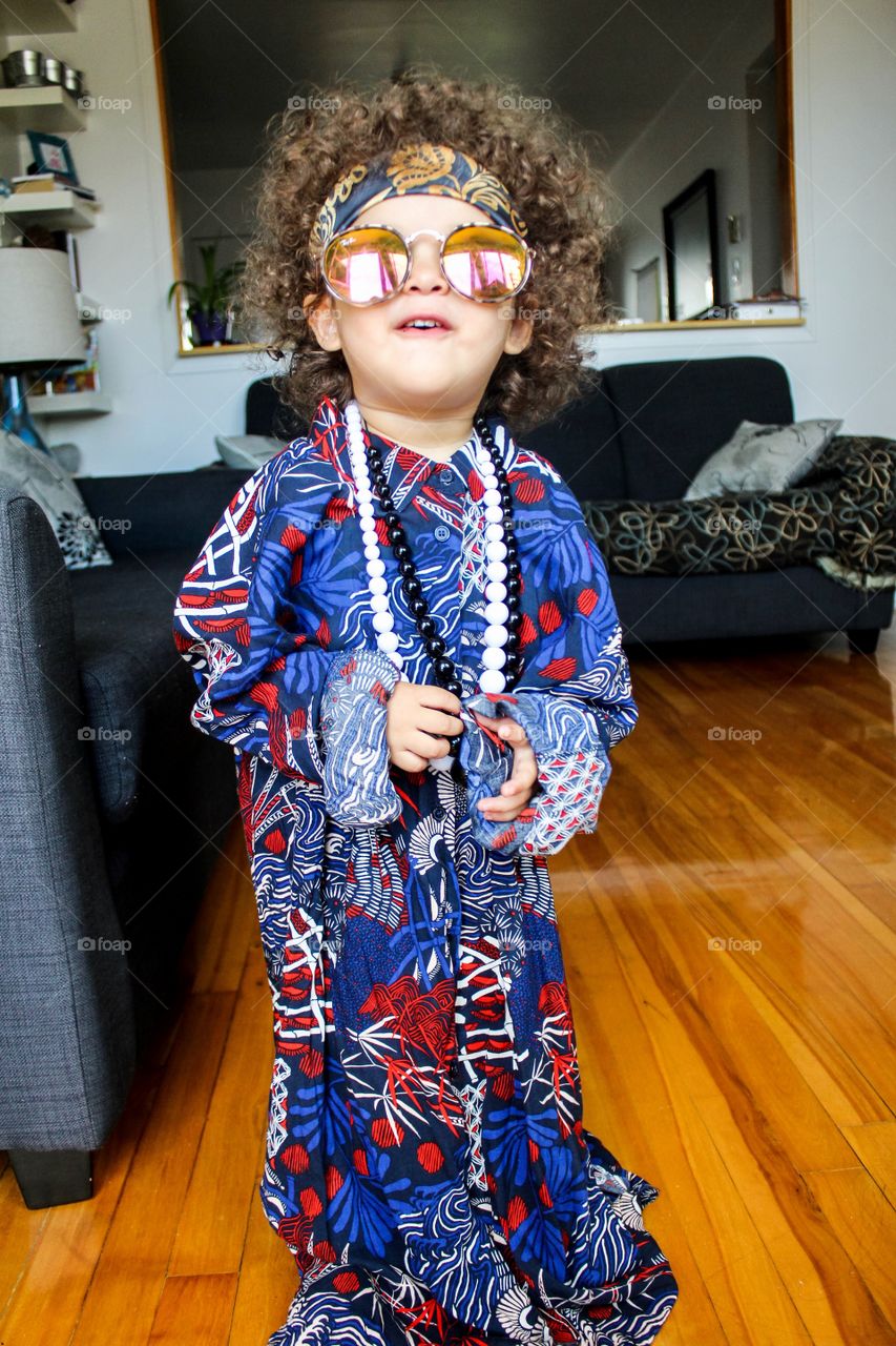 Dressed like a hippie 