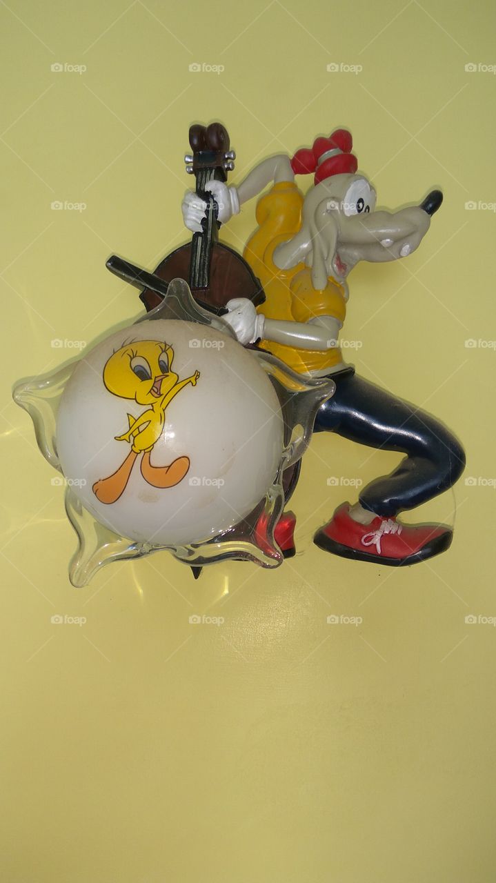 door bell on the wall  
it's guppy toy