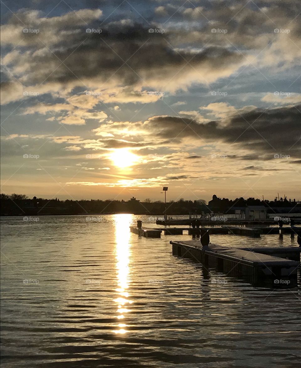 Sunset over the docks